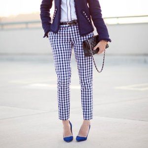 Banana Republic Mad Men Navy Gingham Crop Pants